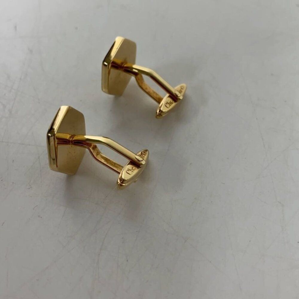 vintage Christian Dior gold-tone hexagonal cufflinks with the 'CD' logo, present - Picture 2 of 4